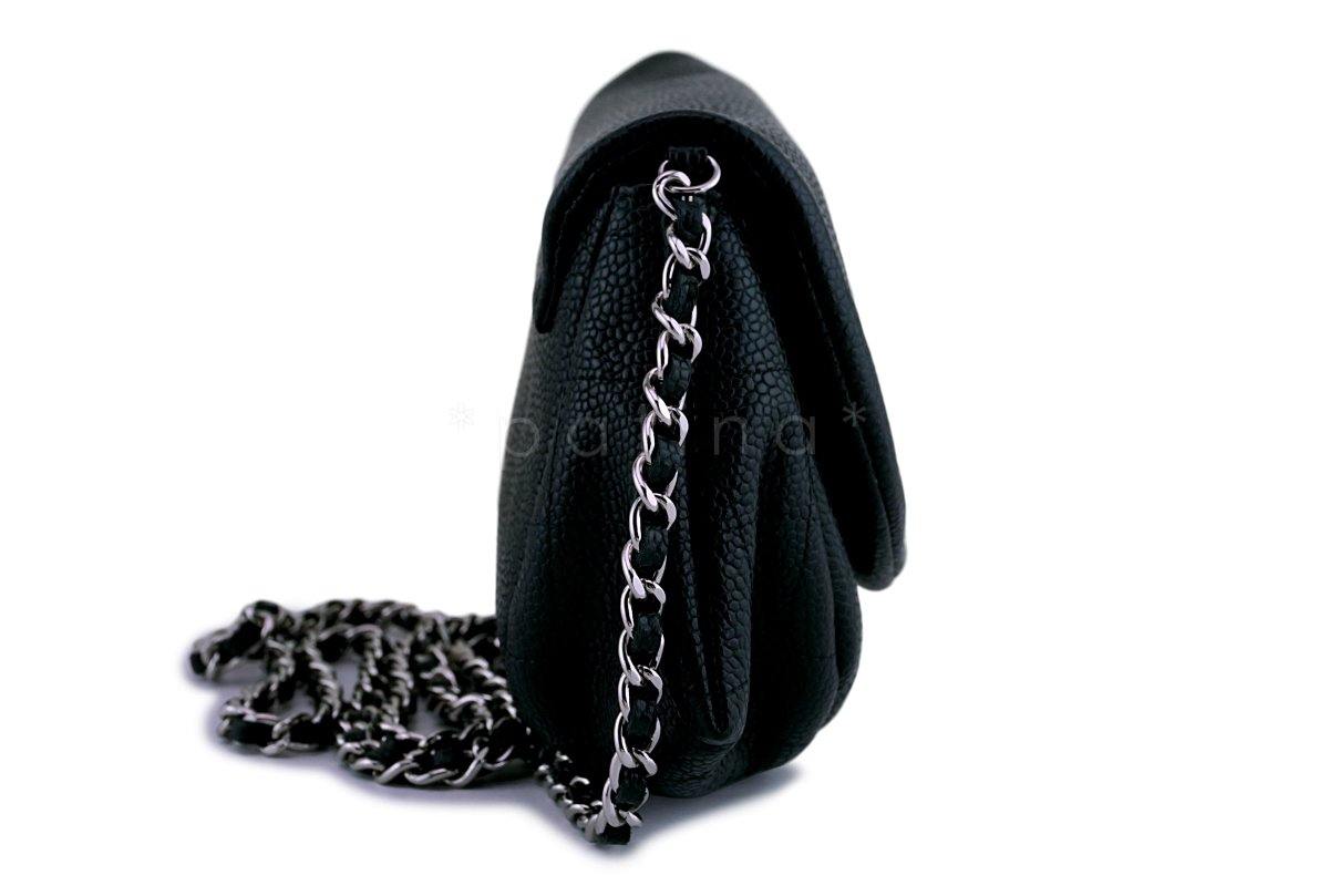 Chanel Black Caviar Half Moon WOC Wallet Chain Bag SHW