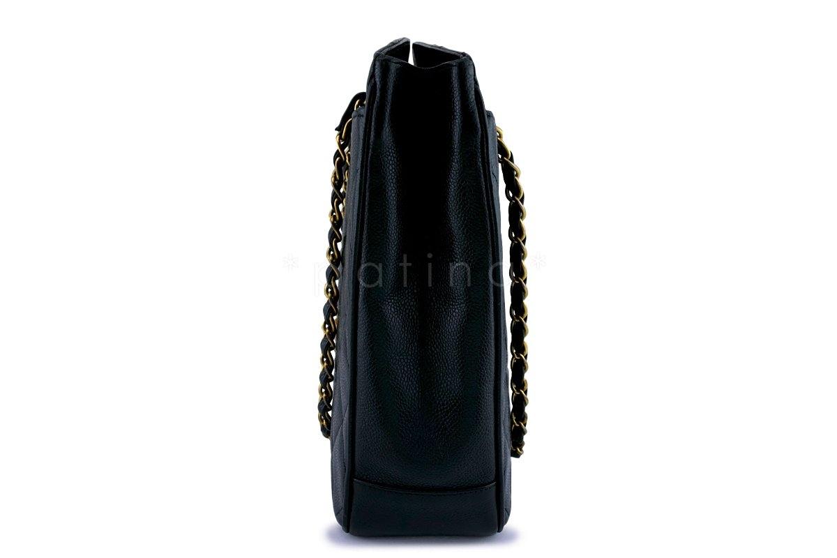 Chanel Large Black Vintage Caviar Jumbo CC Shopper Tote Bag