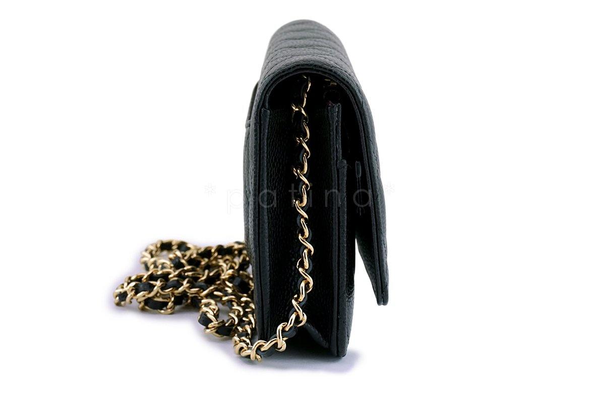 NWT Chanel Black Caviar Classic Quilted WOC Wallet on Chain Flap Bag GHW