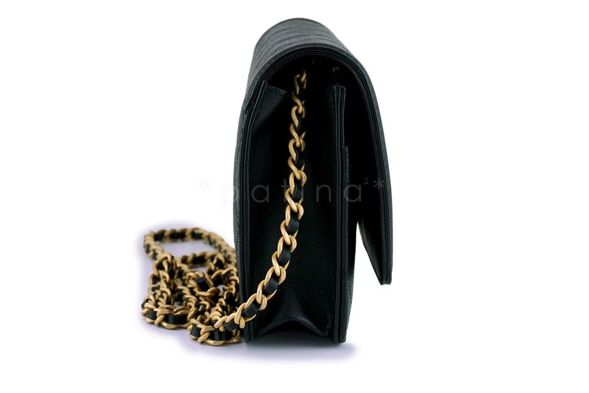 NIB Chanel Black Caviar Filligree WOC Wallet on Chain Flap Bag GHW