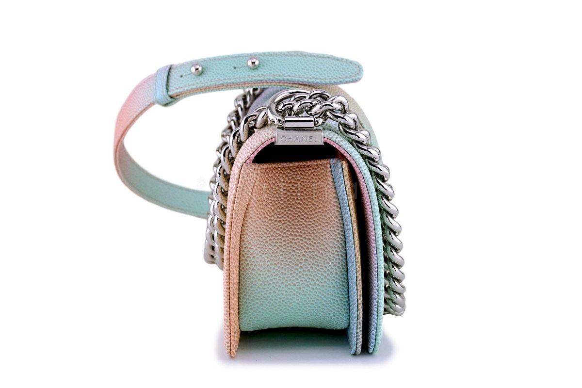 New 18P Chanel Pastel Rainbow Caviar Classic Boy Flap Bag