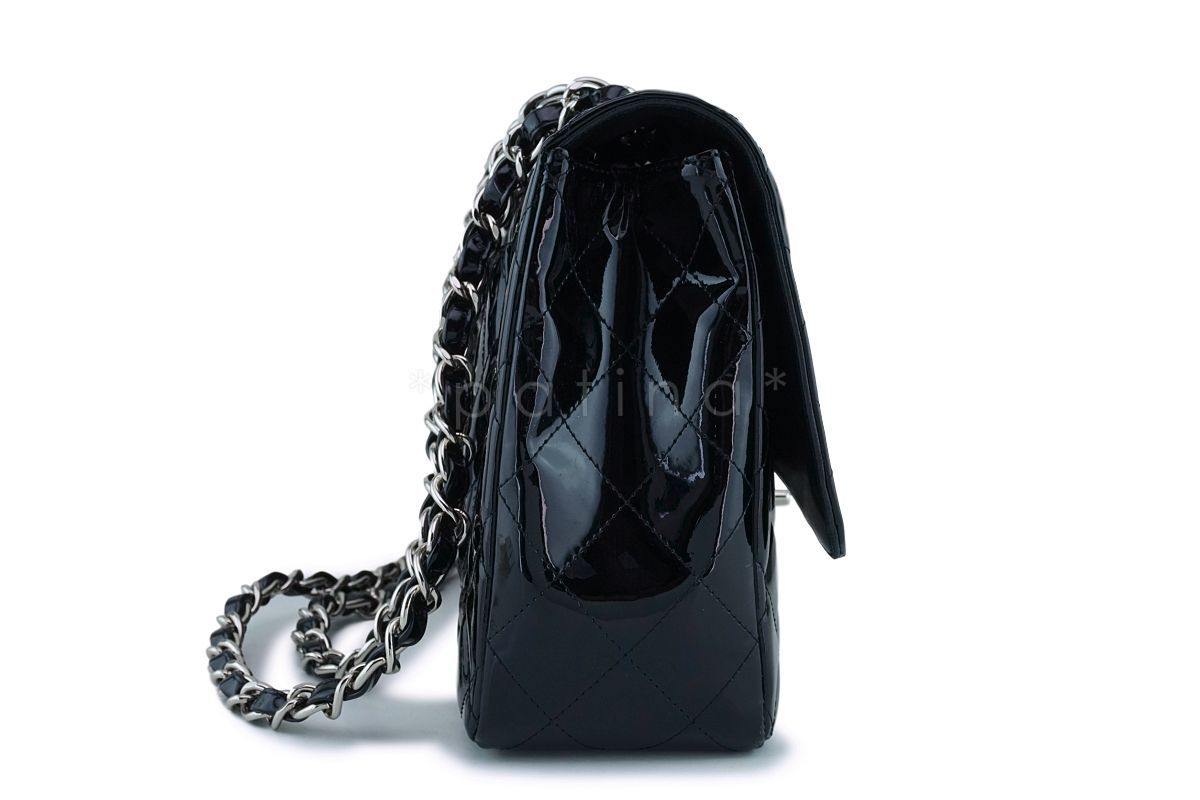 Chanel Black Patent Jumbo Classic Flap Bag SHW