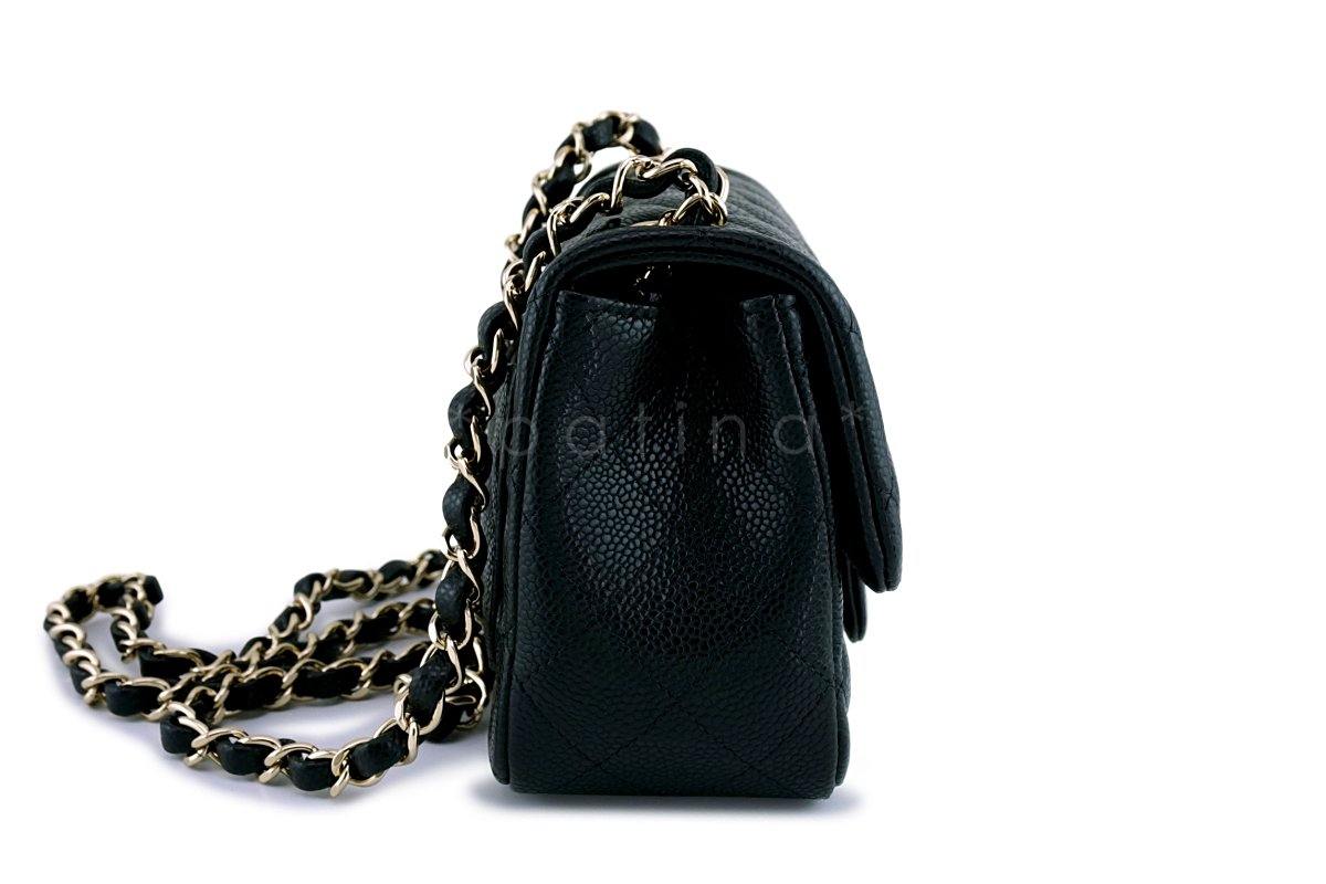 NWT 18S Chanel Black Caviar Classic Quilted Square Mini Flap Bag GHW
