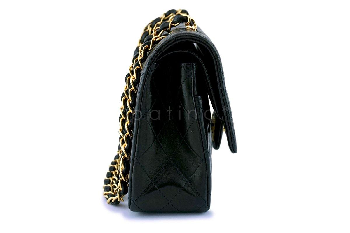 Chanel Black Lambskin Medium Classic Double Flap Bag 24k GHW