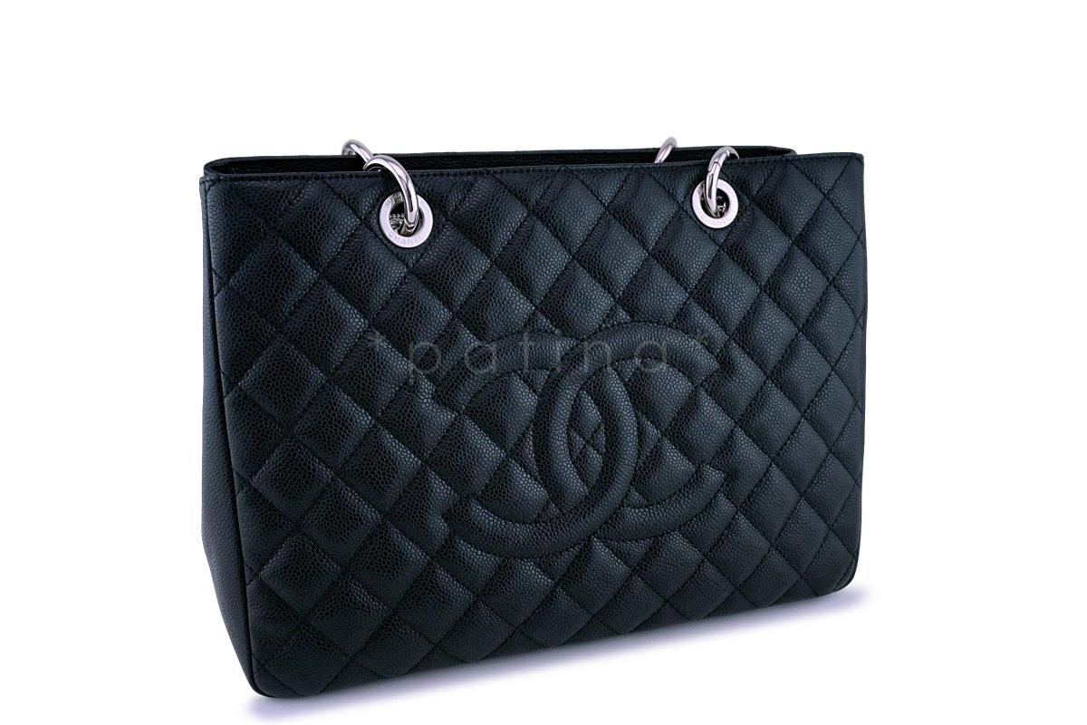 Chanel Black Caviar Classic Grand Shopper Tote GST Shopping Bag SHW