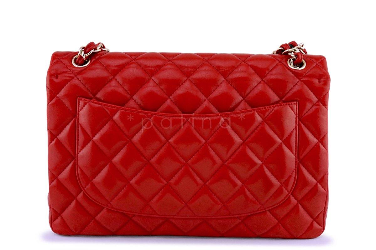 Chanel Red Jumbo Limited Joined Chain Classic Flap Bag GHW