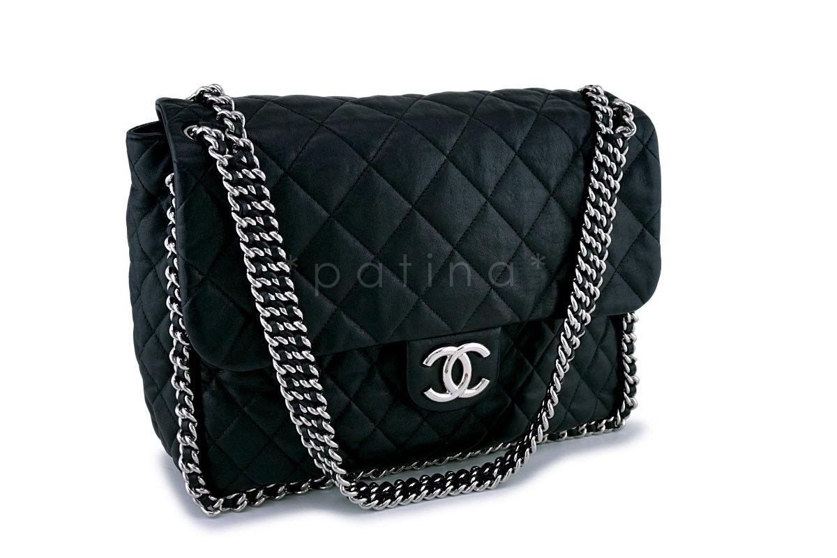 Chanel Black Chain Around Maxi Luxe Flap Bag
