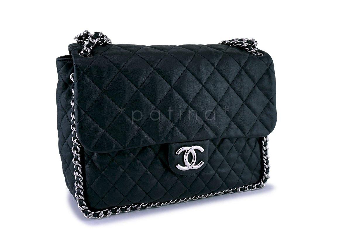 Chanel Black Chain Around Maxi Luxe Flap Bag