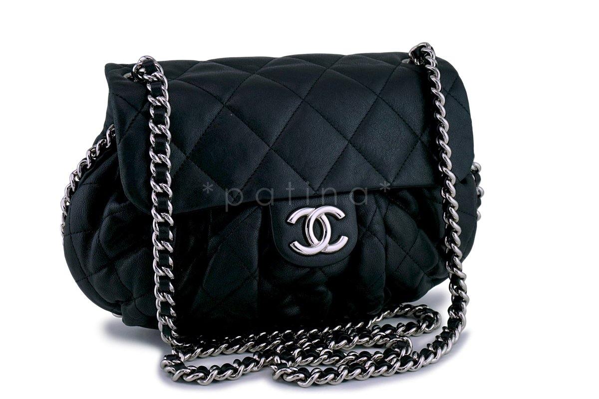 Chanel Black Medium Chain Around Rounded Classic Cross Body Flap Bag