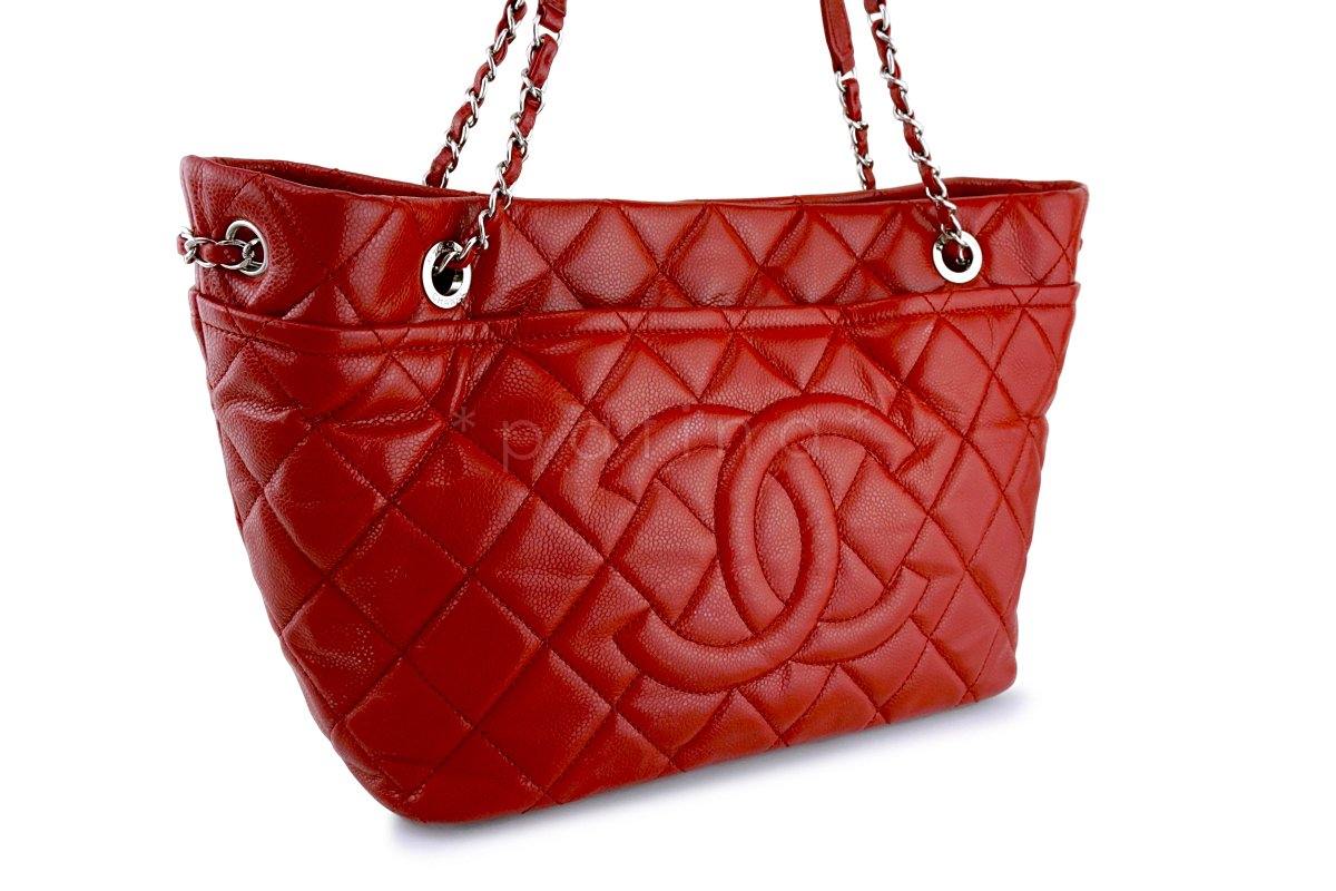 Chanel Red Caviar Quilted Timeless Tote GST Grand Shopping Bag