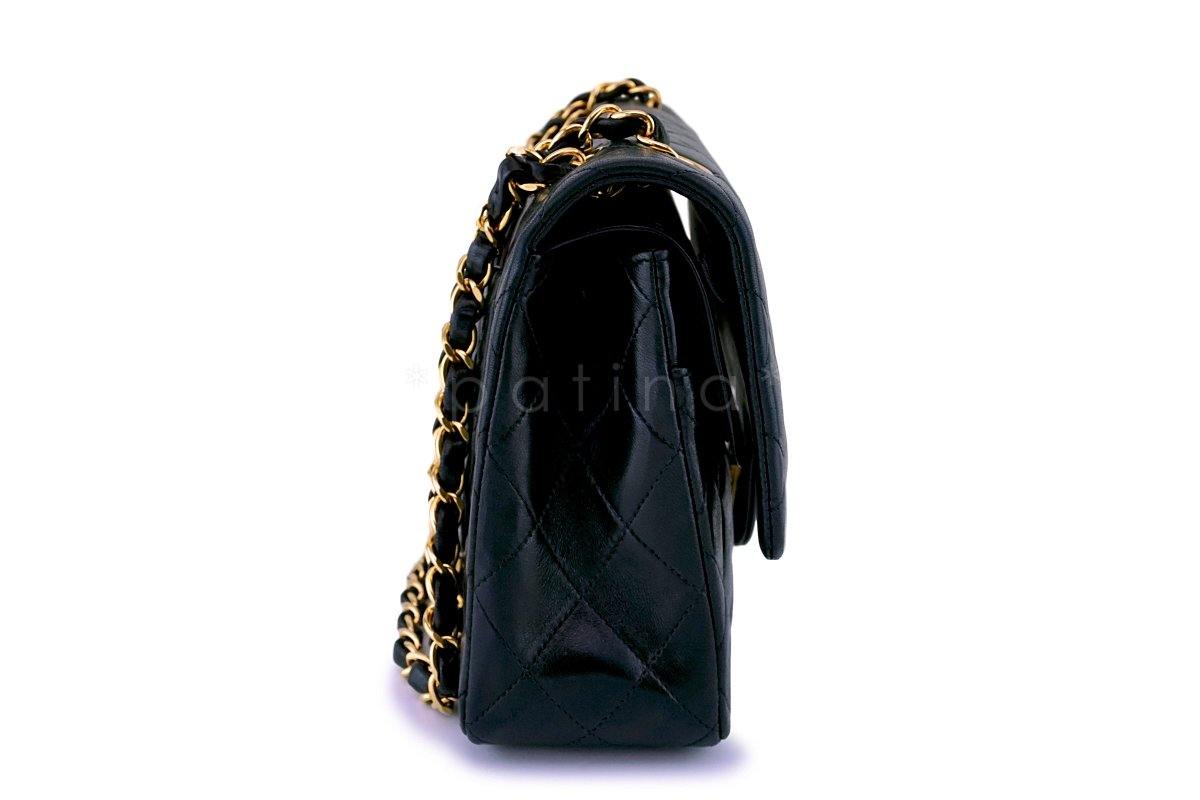 Chanel Black Lambskin Medium Classic Double Flap Bag 24k GHW