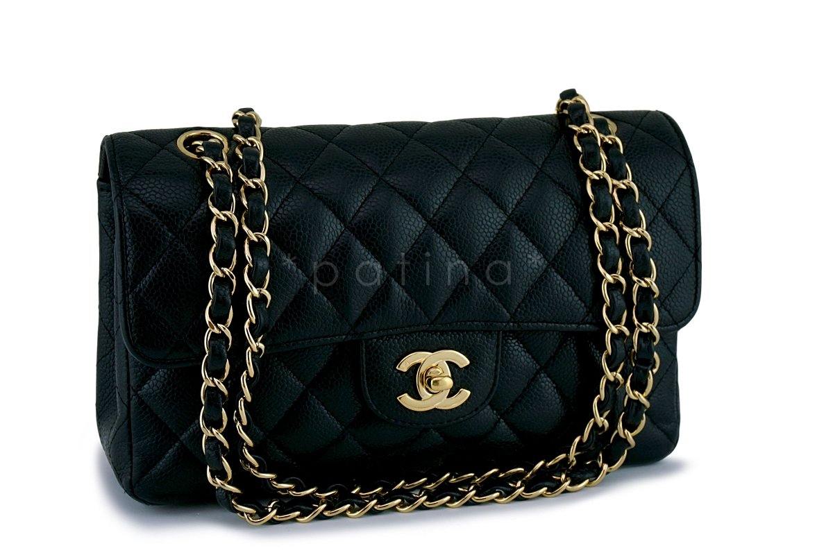 Chanel Black Caviar Small Classic Double Flap Bag 24k GHW