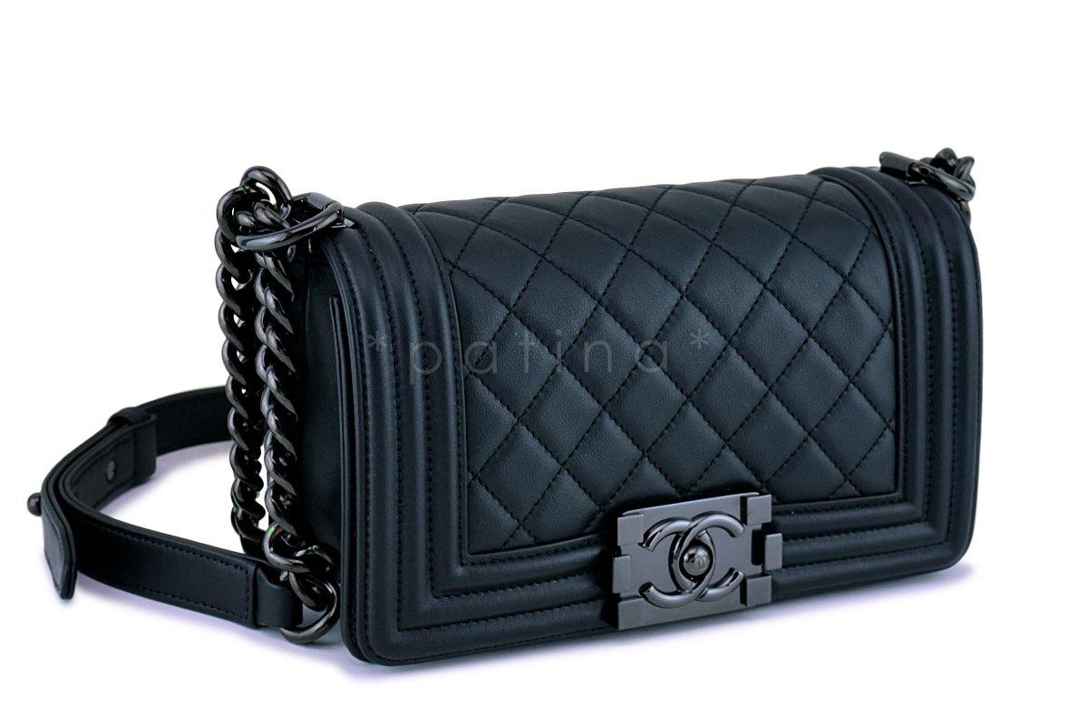 New 18C Chanel So Black Small Boy Classic Flap Bag
