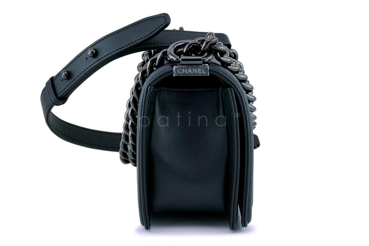 New 18C Chanel So Black Small Boy Classic Flap Bag