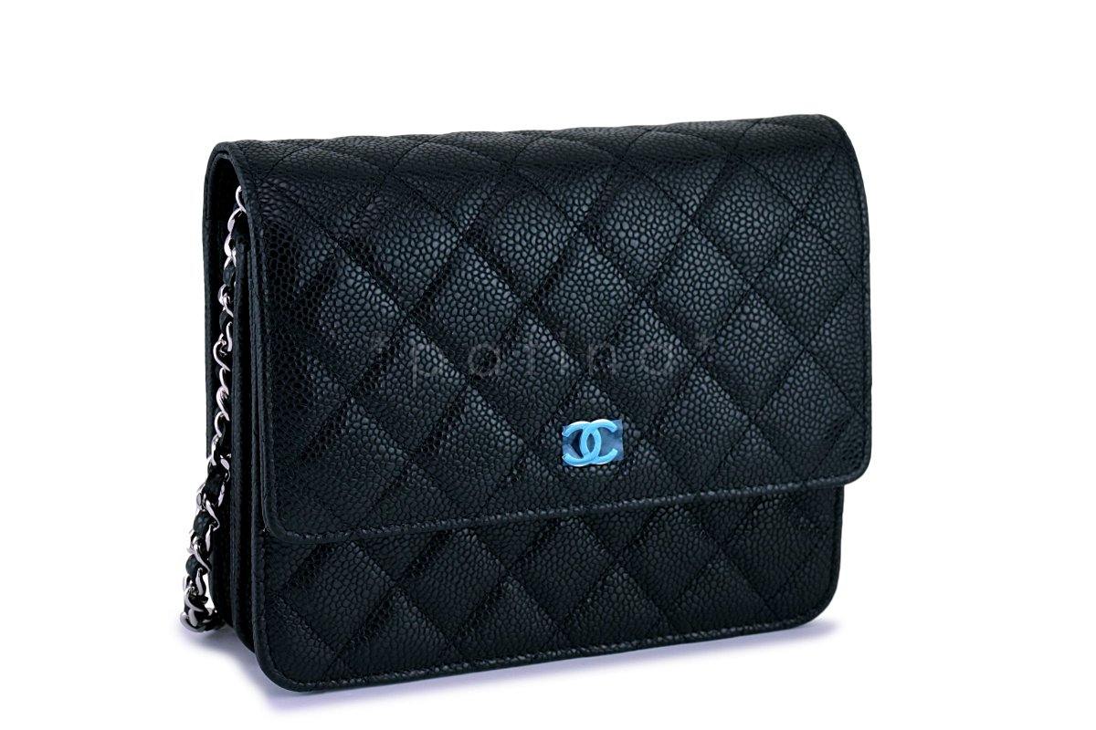 NIB Chanel Caviar Black Classic Square WOC Wallet on Chain Flap Bag