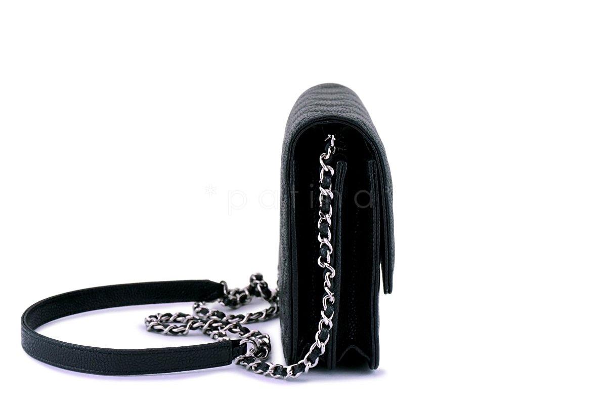 NIB Chanel Caviar Black Classic Square WOC Wallet on Chain Flap Bag