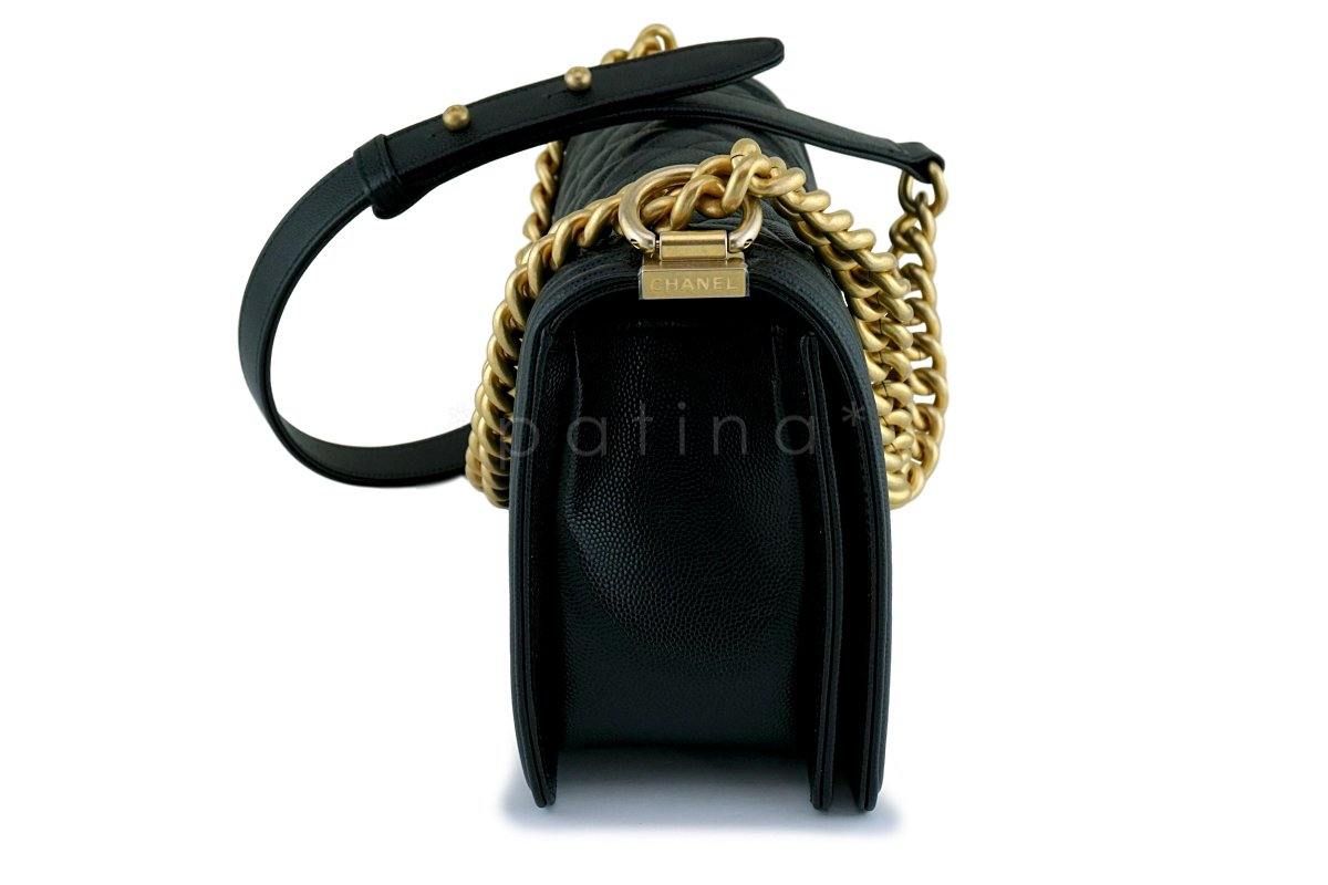 NIB Chanel Black Caviar Classic Medium Boy Flap Bag GHW