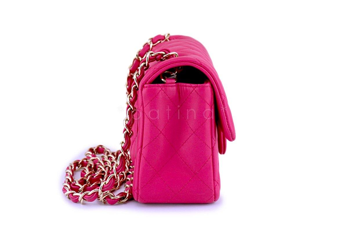 Chanel Fuchsia Pink Rectangular Mini Classic Flap Bag GHW