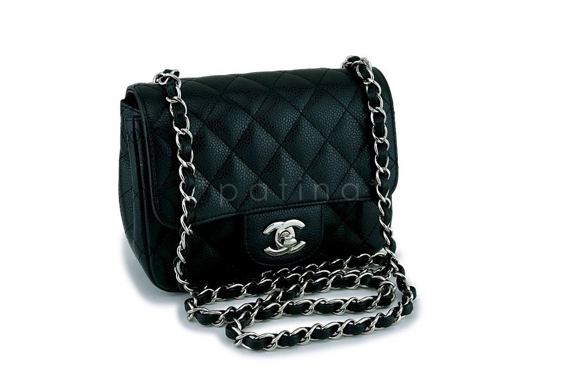 Chanel Black Caviar Square Mini Classic Flap Bag SHW