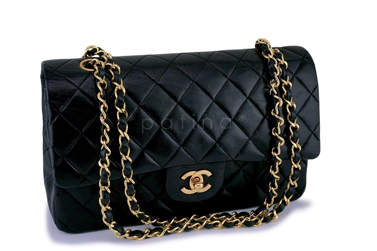 Chanel Black Lambskin Medium Classic Double Flap Bag 24k GHW