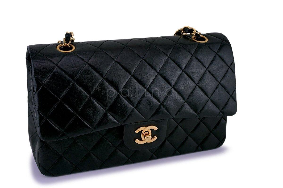 Chanel Black Lambskin Medium Classic Double Flap Bag 24k GHW