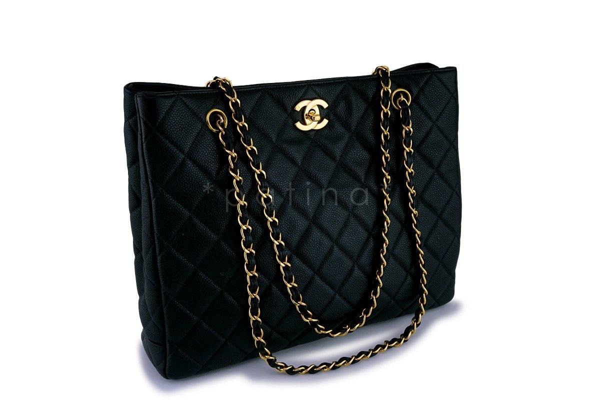 Chanel Black Caviar Vintage Timeless Medium Tote Bag 24k GHW