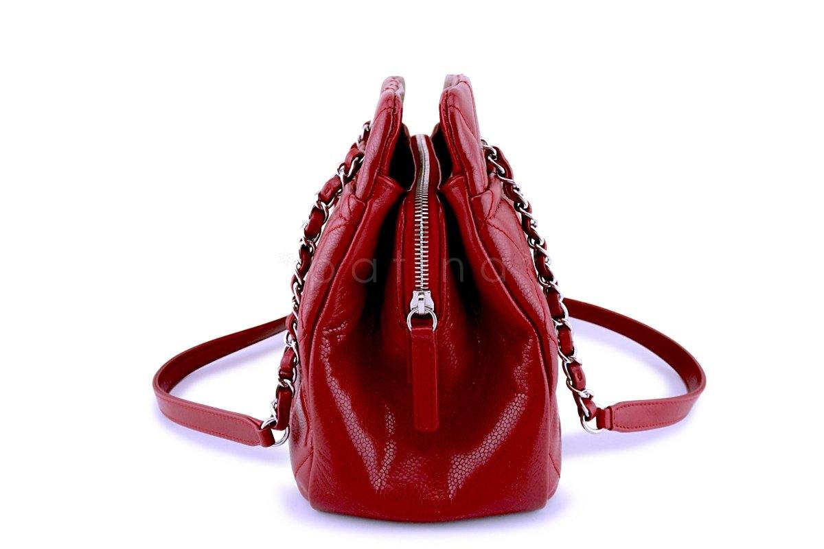 Chanel Red Caviar Timeless Classic Logo Tote Bag SHW