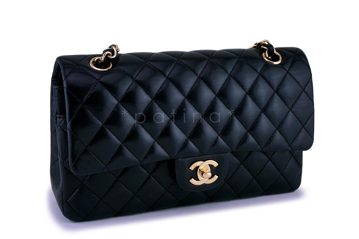 Chanel Black Lambskin Medium Classic Double Flap Bag 24k GHW