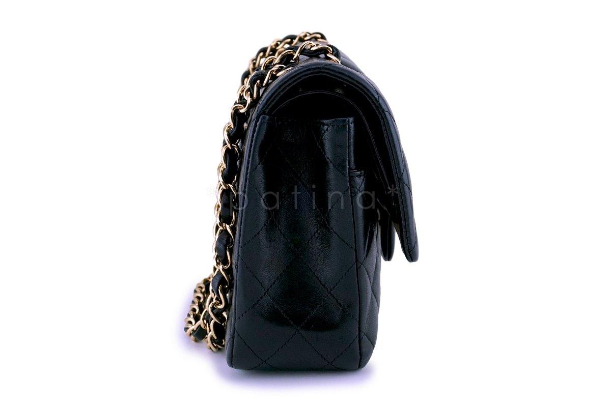 Chanel Black Lambskin Medium Classic Double Flap Bag 24k GHW