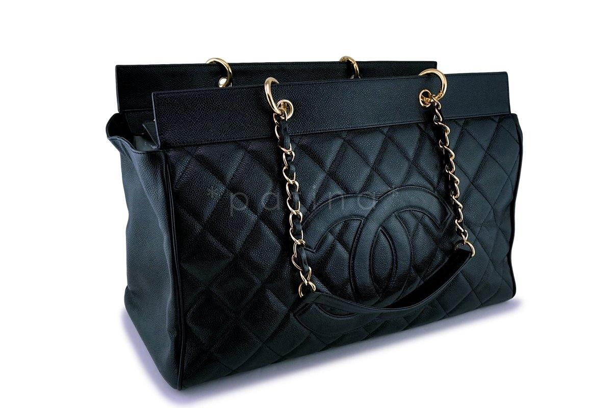Rare Chanel Vintage Black Caviar Weekender XXL GST Travel Tote Bag