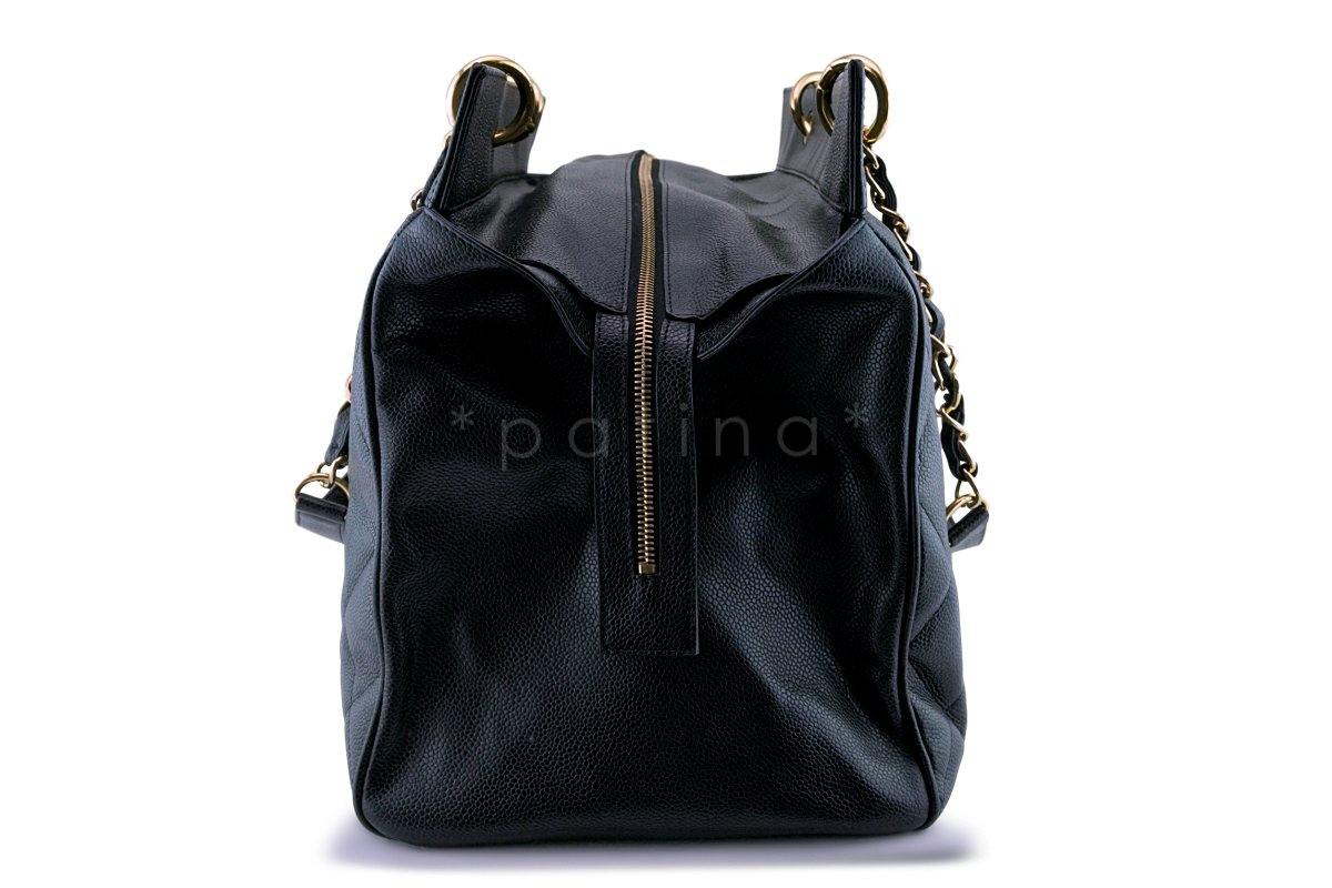 Rare Chanel Vintage Black Caviar Weekender XXL GST Travel Tote Bag