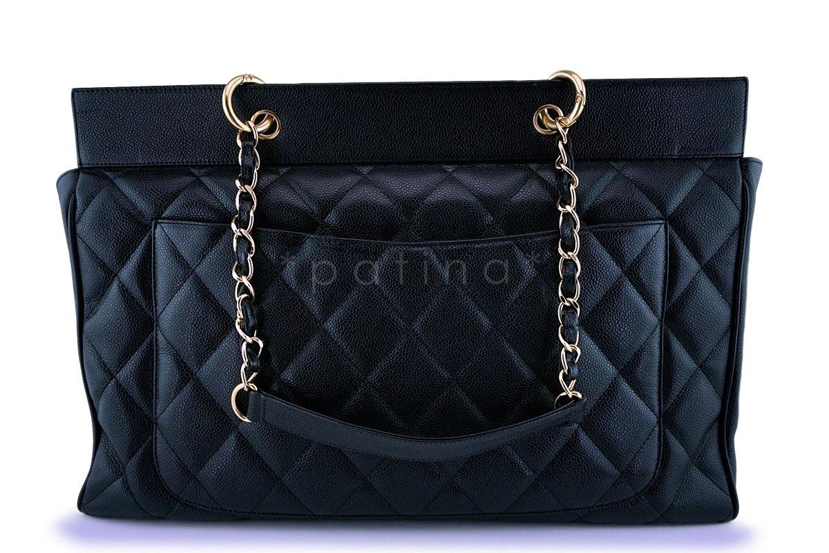 Rare Chanel Vintage Black Caviar Weekender XXL GST Travel Tote Bag