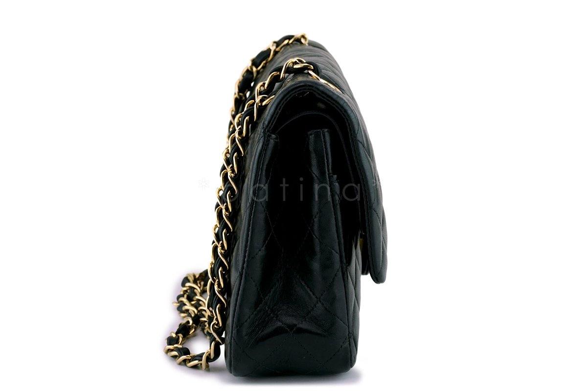 Chanel Black Lambskin Medium Classic Double Flap Bag 24k GHW