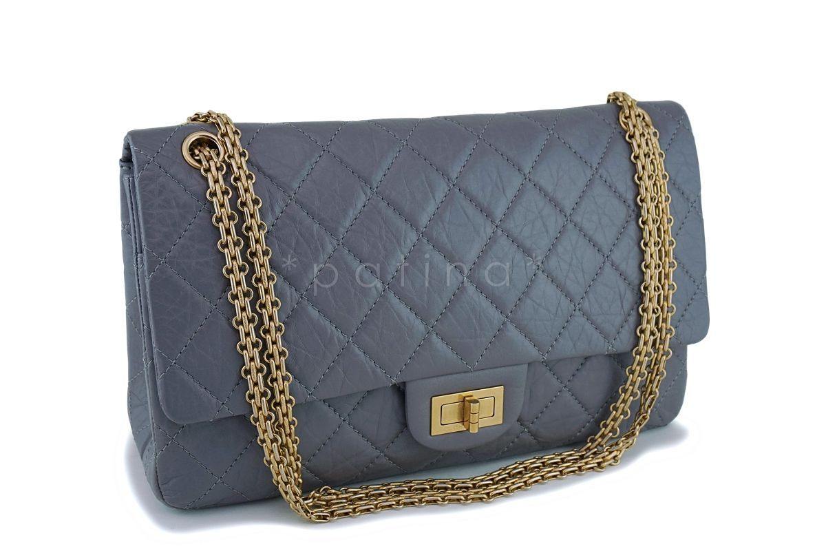 Chanel Gray Large 227 Classic 2.55 Reissue Flap Bag GHW