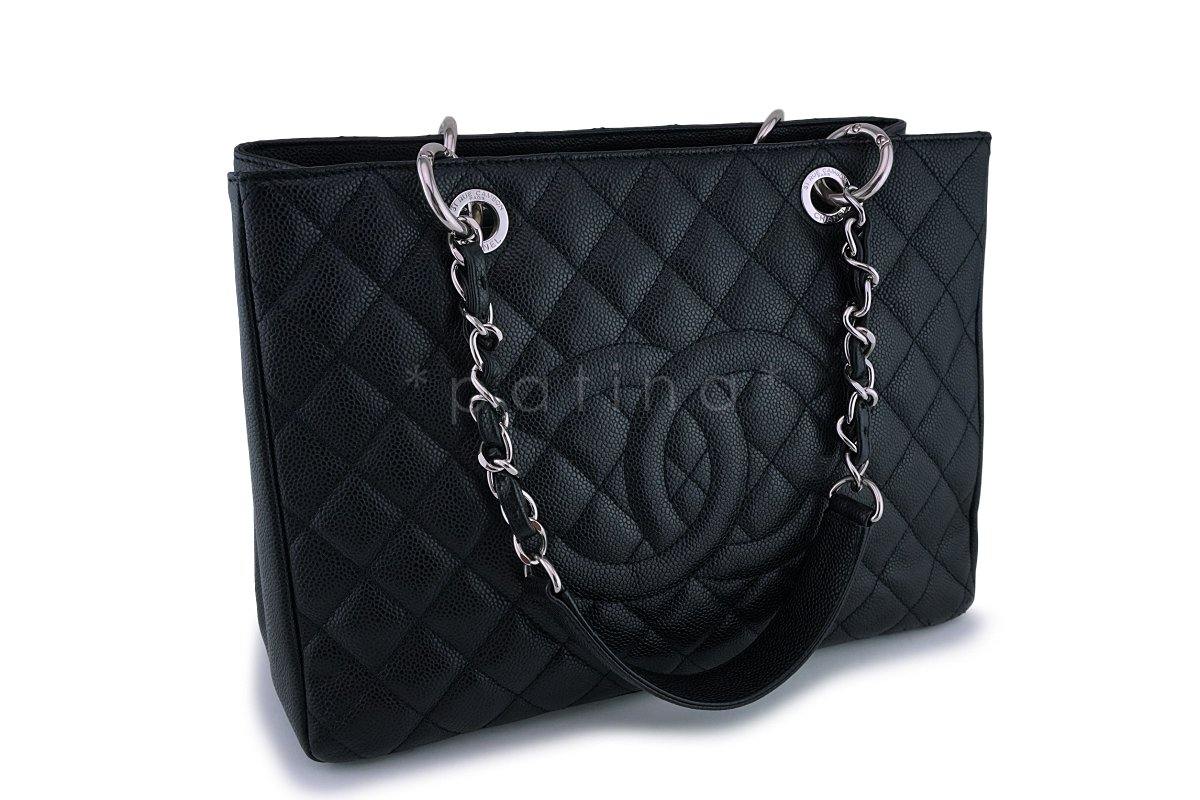 Chanel Black Caviar Grand Shopper Tote GST Bag SHW