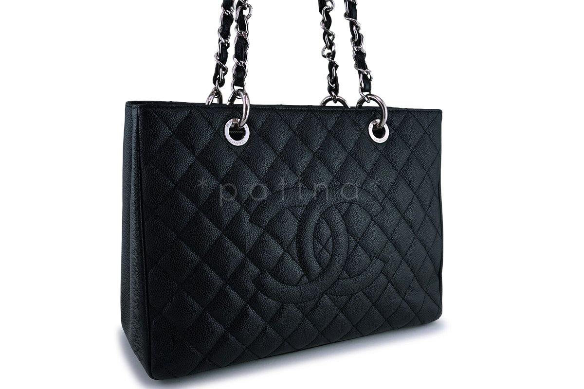 Chanel Black Caviar Grand Shopper Tote GST Bag SHW