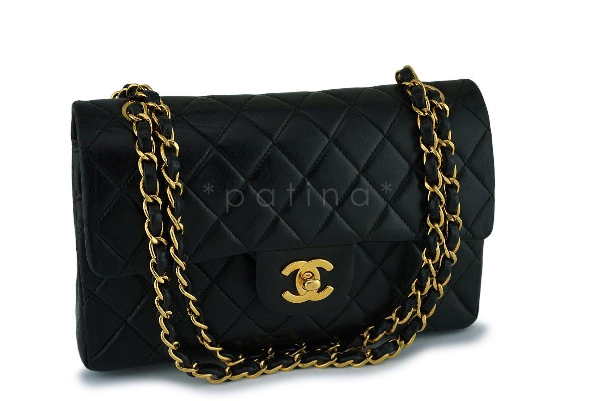Chanel Black Lambskin Small Classic Double Flap Bag 24k GHW