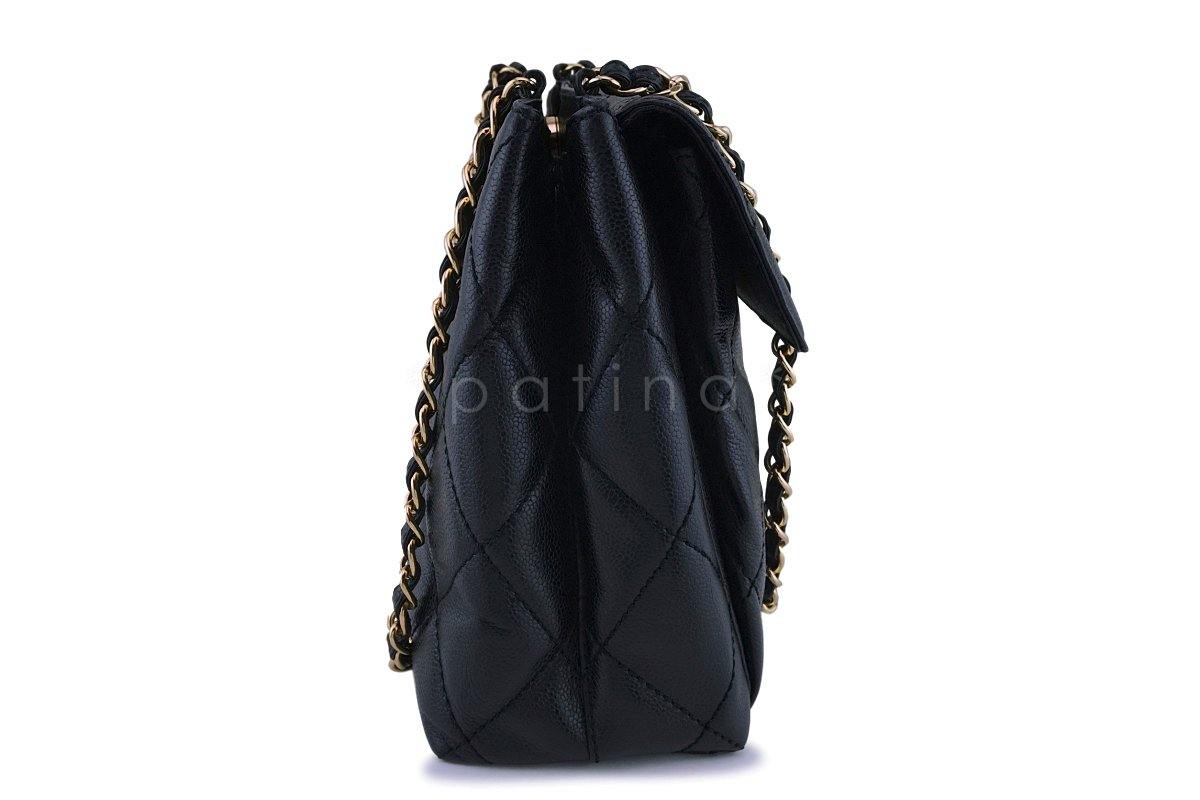 Chanel Vintage Black Caviar Classic Shopper Tote w/Flap Bag 24k GHW