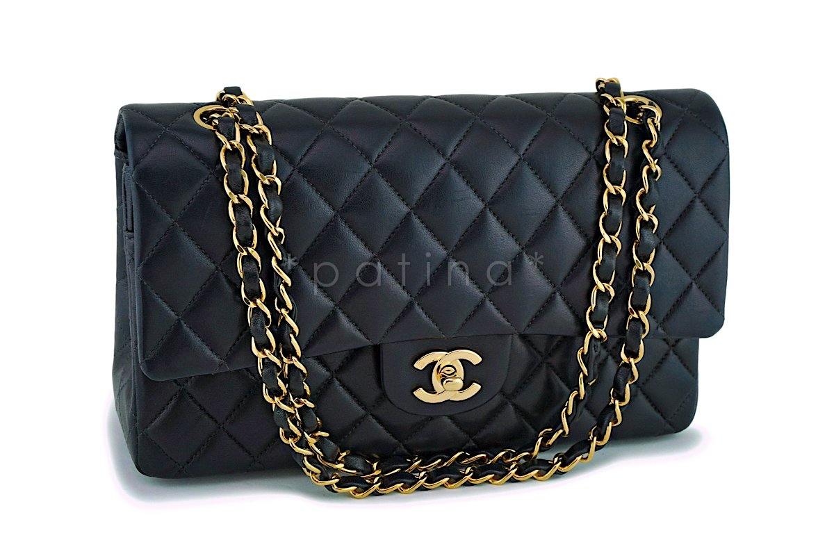 Chanel Black Lambskin Medium Classic Double Flap Bag 24K GHW
