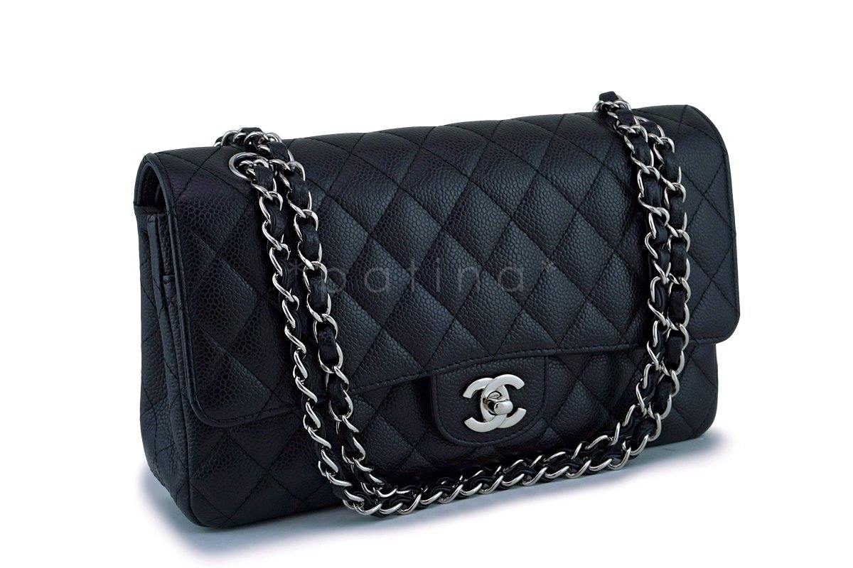 Chanel Black Caviar Classic Medium Double Flap Bag SHW