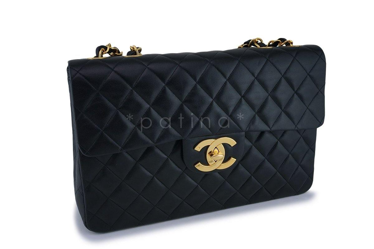 Rare Chanel Vintage Black Maxi "Jumbo XL" Classic Flap Bag 24k GHW