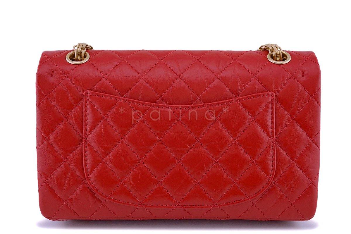 NIB 18K Chanel Red 2.55 Medium Small 225 Reissue Classic Double Flap Bag GHW