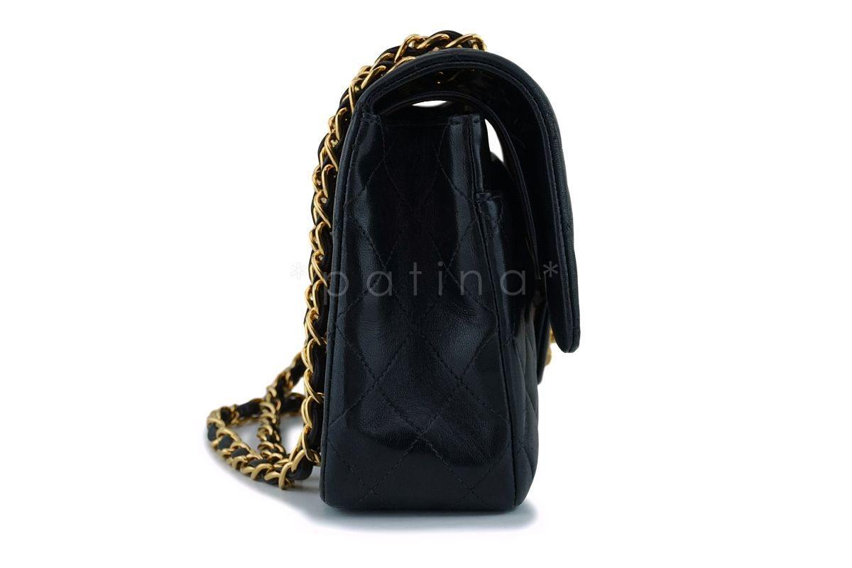 Chanel Black Lambskin Medium Classic Double Flap Bag 24k GHW