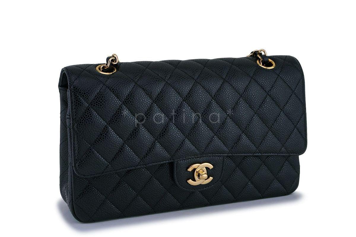 Chanel Black Caviar Classic Medium Double Flap Bag 24k GHW