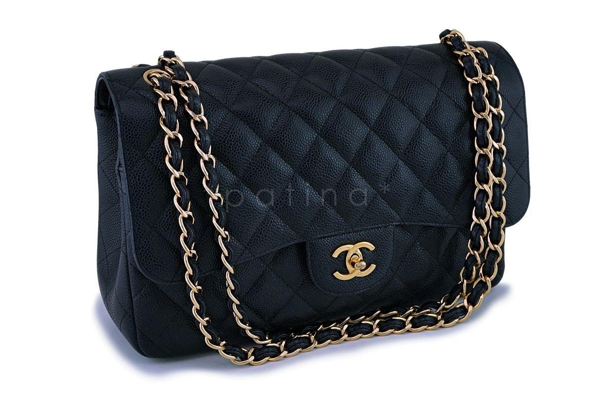 Chanel Black Caviar Jumbo Classic Double Flap Bag GHW