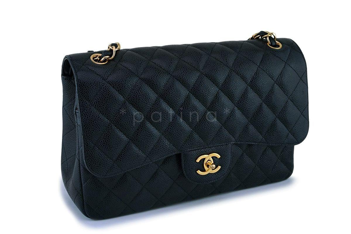 Chanel Black Caviar Jumbo Classic Double Flap Bag GHW