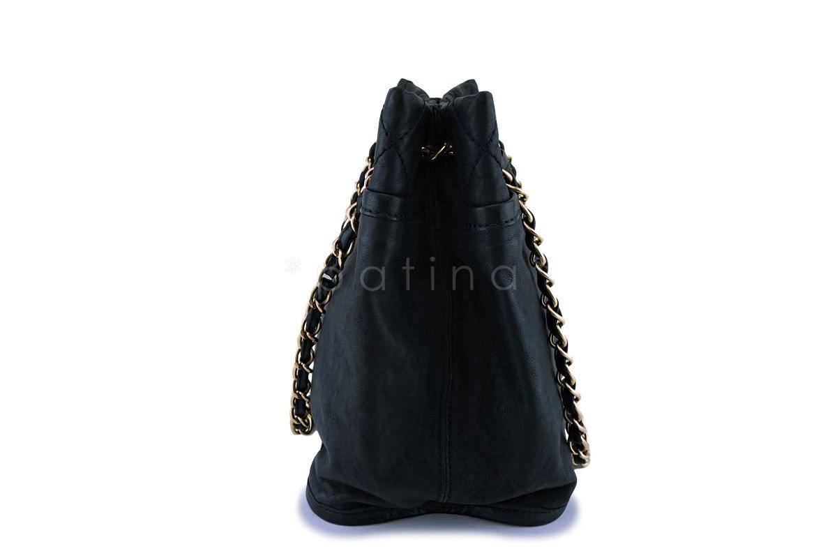 Chanel Black Washed Calfskin Pocket Reissue Tote Bag GHW