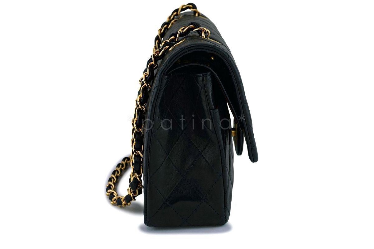 Chanel Black Lambskin Medium Classic Double Flap Bag 24k GHW