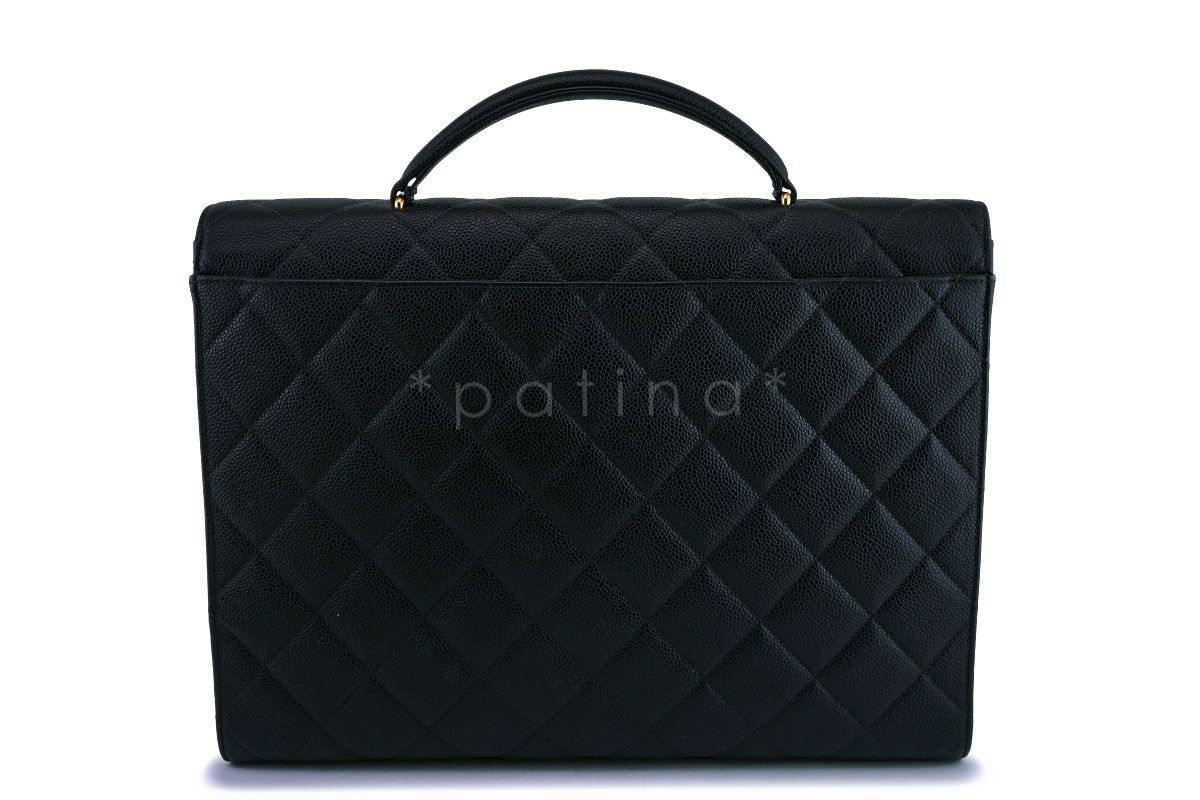 Chanel Vintage Black Caviar Classic Briefcase Tote Bag 24k GHW