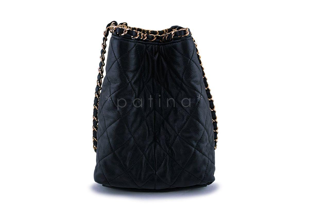 Chanel Black Textured Calf Chain Me Shopper Tote Bag GHW